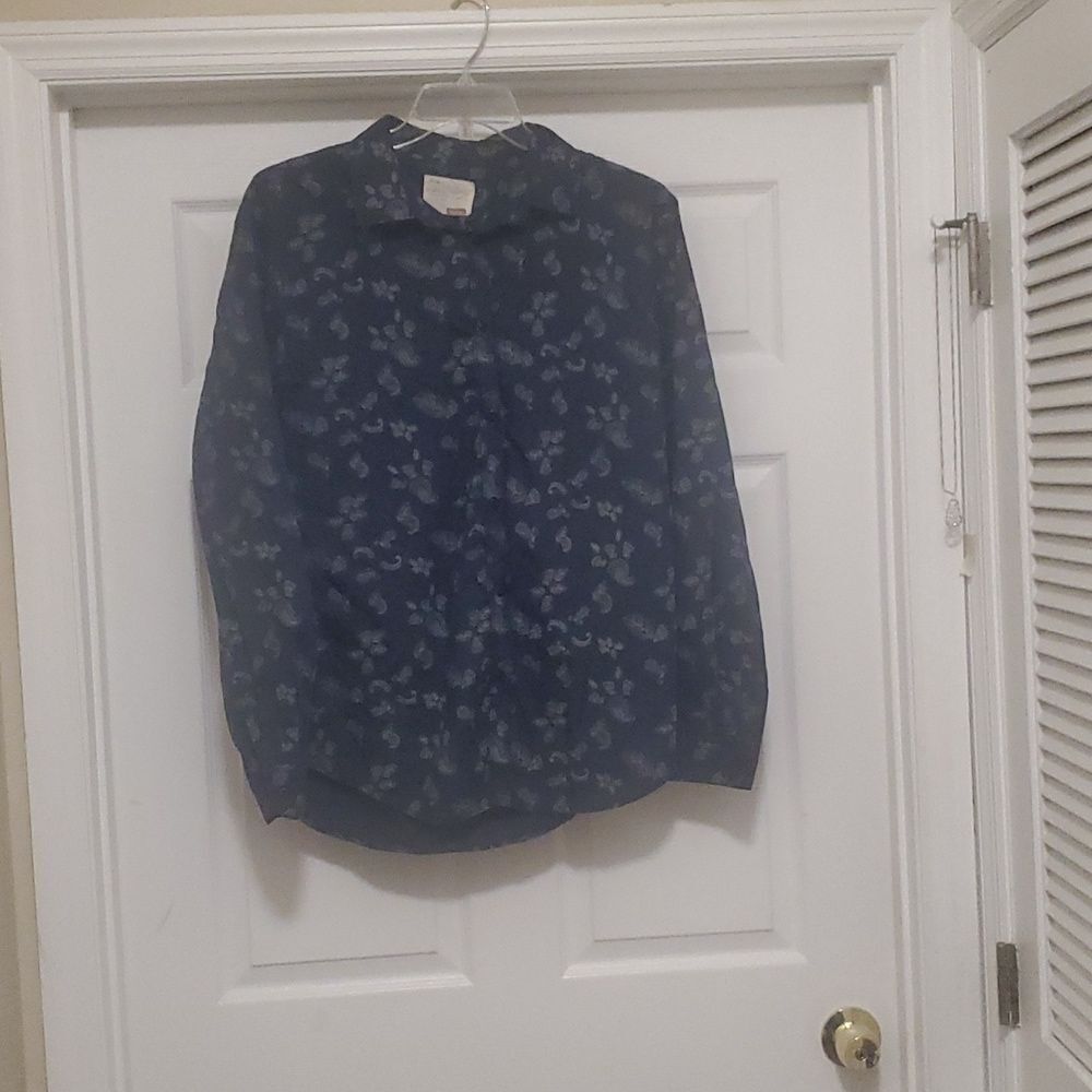 ❣️Sovereign Covdes men L Blue Paisley Print Button Down Long Sleeve shirt